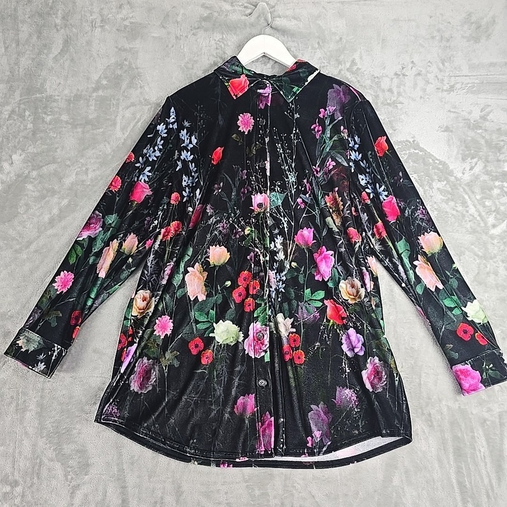 Soft Surroundings AOP Floral Velvet Tunic Top Large Dark Fairy Whimsigoth